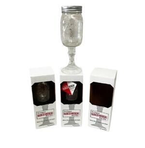 THE ORIGINAL REDNECK WINE GLASS Set of 3 Mason Jar Goblets With Boxes